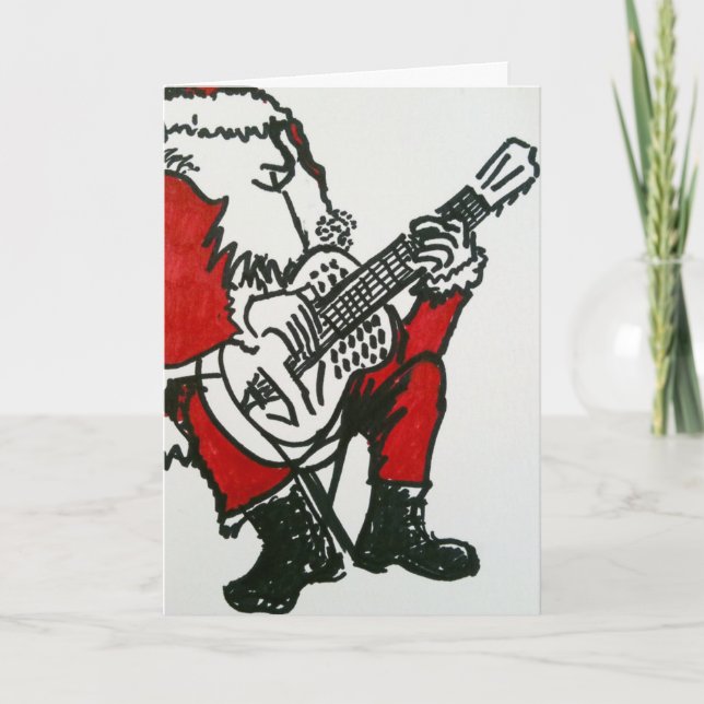 Cartes Pour Fêtes Annuelles Père Noël jouant les bleus (Devant)
