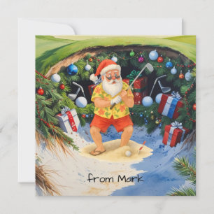 Cartes Pour Fêtes Annuelles Père Noël joue au golf sur un parcours de golf à B