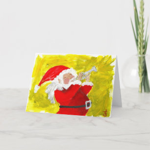 Cartes Pour Fêtes Annuelles père Noël joue de la trompette !