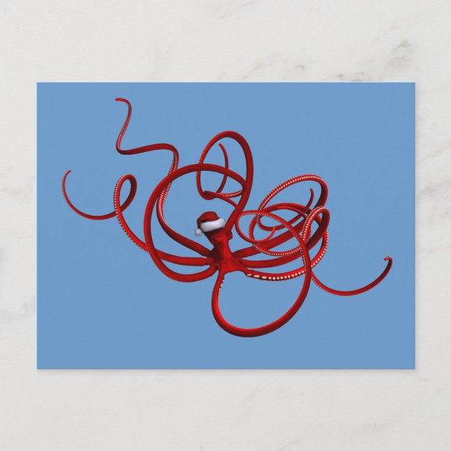 Cartes Pour Fêtes Annuelles Père Noël Kraken (Devant)