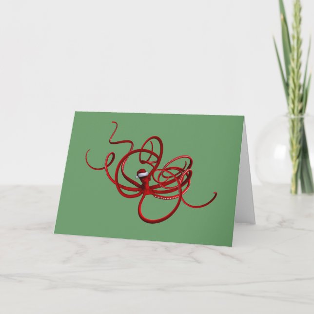 Cartes Pour Fêtes Annuelles Père Noël Kraken (Devant)