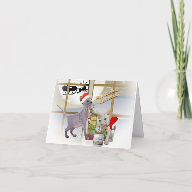 Cartes Pour Fêtes Annuelles Père Noël : la confiance de Sphynx Kitten (Devant)