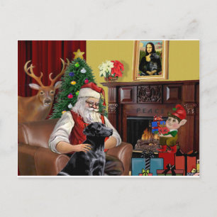 Cartes Pour Fêtes Annuelles Père Noël Labrador (noir)