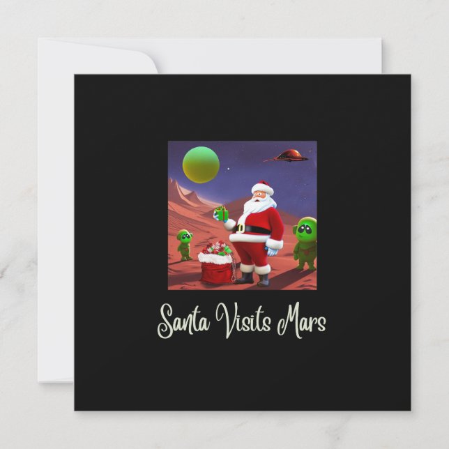 Cartes Pour Fêtes Annuelles PÈRE NOËL & LES ALIENS, Funny Christmas Card (Devant)