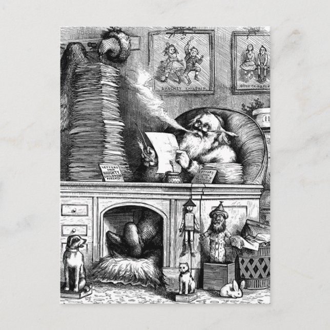 Cartes Pour Fêtes Annuelles Père Noël Lire Son Mail (Devant)