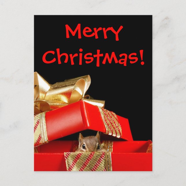 Cartes Pour Fêtes Annuelles Père Noël Little Helper Chipmunk (Devant)