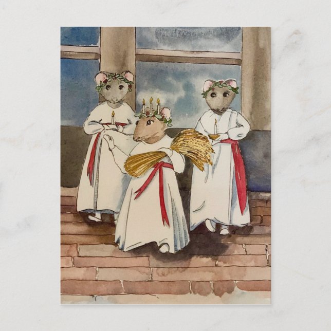 Cartes Pour Fêtes Annuelles Père Noël Lucia et voeux de Noël (Devant)
