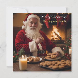 Cartes Pour Fêtes Annuelles Père Noël mangeant des biscuits