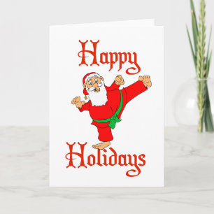 Cartes Pour Fêtes Annuelles père Noël Martial Artist Karate Noël