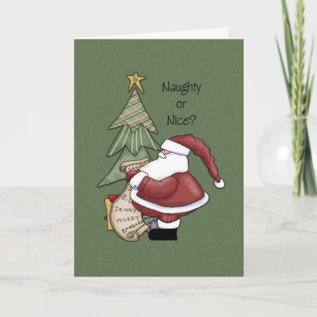 Cartes Pour Fêtes Annuelles Père Noël - Méchant ou Gentil ? (Devant)