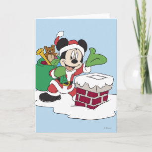Cartes Pour Fêtes Annuelles Père Noël Mickey Descend Chimney