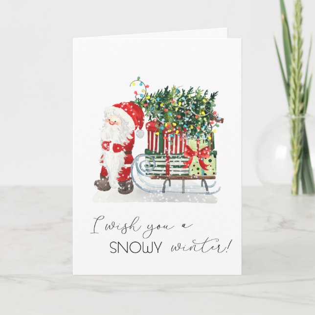 Cartes Pour Fêtes Annuelles Père Noël mignon, Serpent, Présents (Devant)