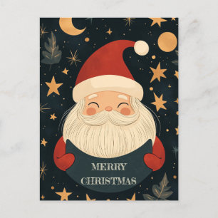 Cartes Pour Fêtes Annuelles Père Noël mignonne et souriante avec un message de