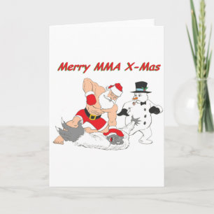 Cartes Pour Fêtes Annuelles Père Noël mixed martial art contre le Monstre de N