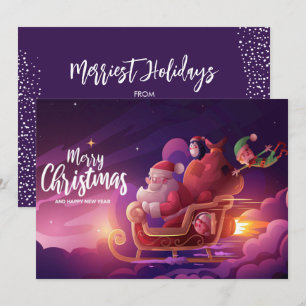Cartes Pour Fêtes Annuelles Père Noël moderne Sleigh Christmas