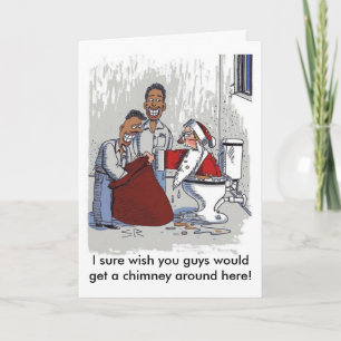Cartes Pour Fêtes Annuelles Père Noël monte aux toilettes