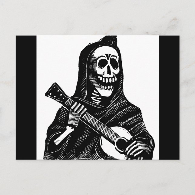 Cartes Pour Fêtes Annuelles Père Noël Muerte (Faucheuse Mexicaine) Jouant de l (Devant)