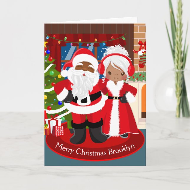 Cartes Pour Fêtes Annuelles Père Noël noir et Mme Claus (Devant)