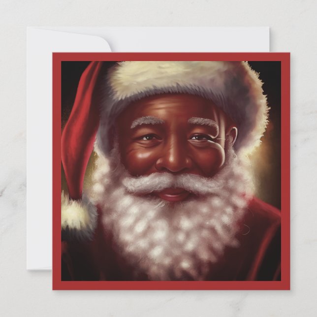 Cartes Pour Fêtes Annuelles Père Noël noir souriant royal chapeau de Père Noël (Devant)