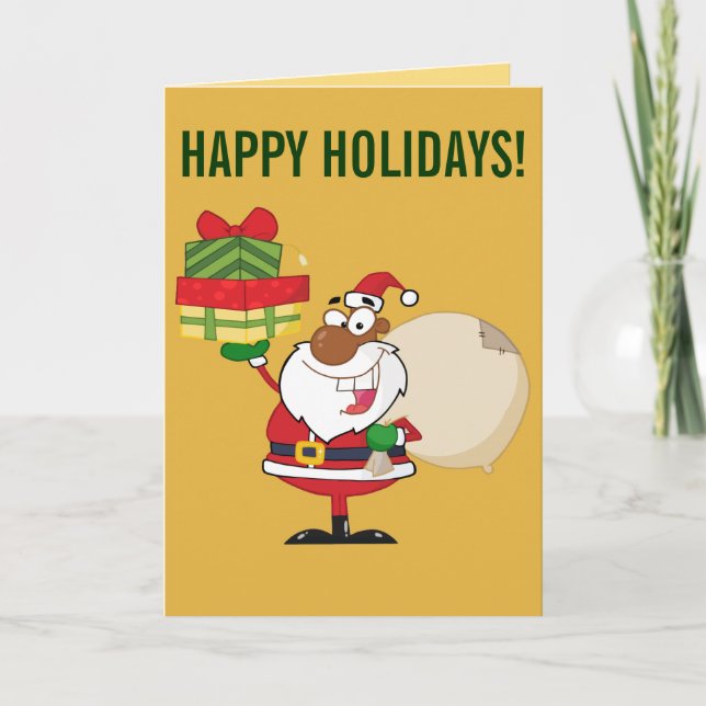 Cartes Pour Fêtes Annuelles Père Noël noire avec cadeaux (Devant)