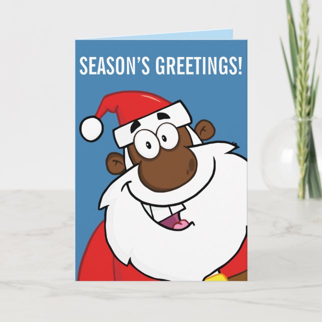 Cartes Pour Fêtes Annuelles Père Noël noire avec rennes (Devant)