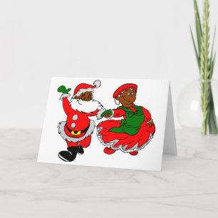 Cartes Pour Fêtes Annuelles père Noël noire mme claus