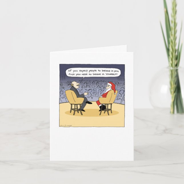 Cartes Pour Fêtes Annuelles Père Noël Obtient Quelques Conseils Drôle Cartoon  (Devant)