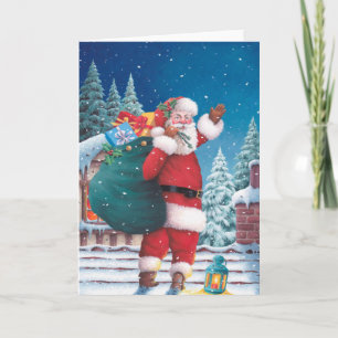 Cartes Pour Fêtes Annuelles Père Noël ondulant au revoir