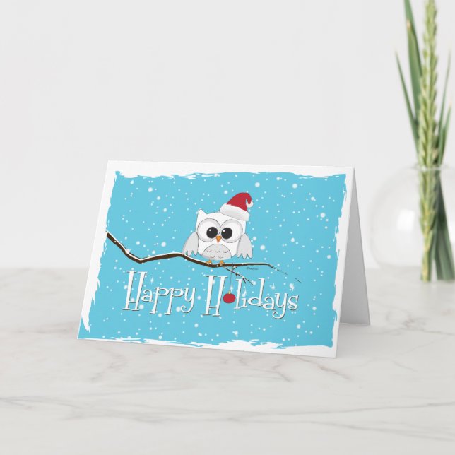 Cartes Pour Fêtes Annuelles Père Noël Owl (Devant)