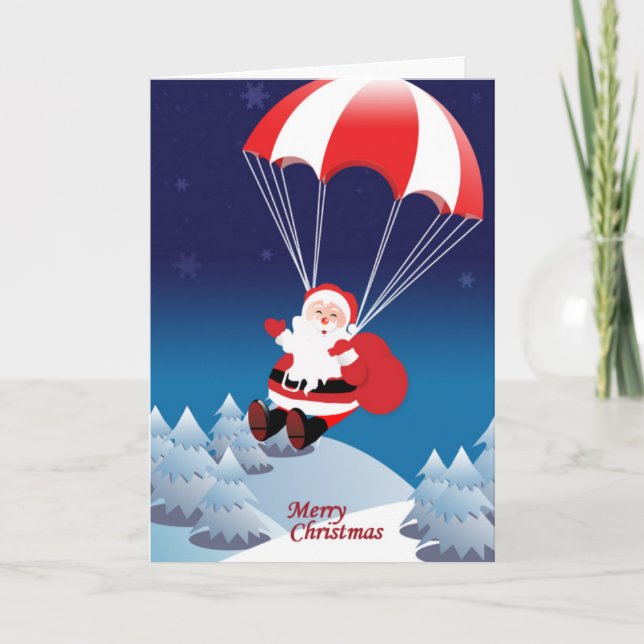Cartes Pour Fêtes Annuelles Père Noël parachutiste (Devant)