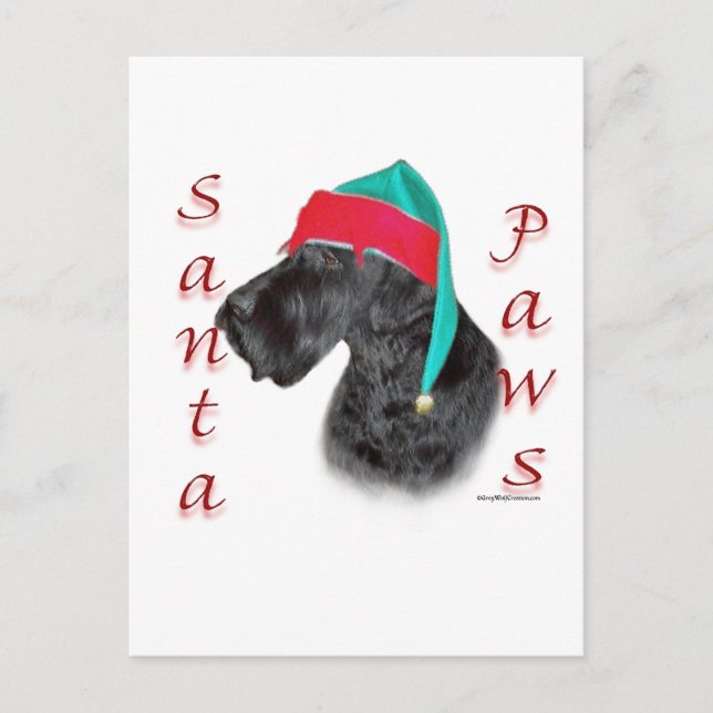Cartes Pour Fêtes Annuelles Père Noël Paws de Schnauzer géant (Devant)