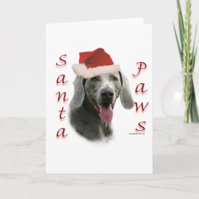 Cartes Pour Fêtes Annuelles Père Noël Paws de Weimaraner (Devant)