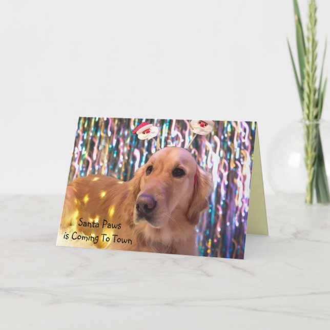 Cartes Pour Fêtes Annuelles Père Noël Paws - Golden Retriever Style Christmas  (Devant)