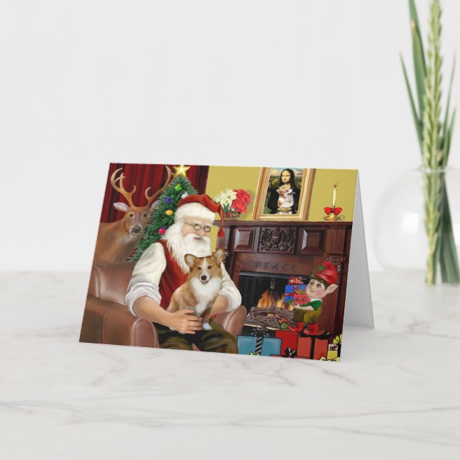 Cartes Pour Fêtes Annuelles Père Noël Pembroke Welsh Corgi (Devant)