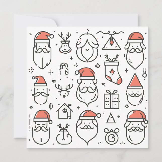 Cartes Pour Fêtes Annuelles Père Noël Père Noël Cadeaux Ligne Art (Devant)