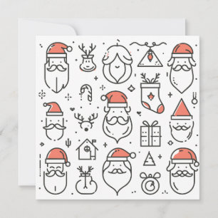 Cartes Pour Fêtes Annuelles Père Noël Père Noël Cadeaux Ligne Art