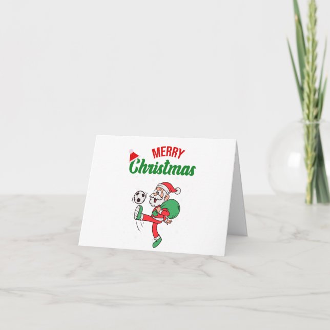 Cartes Pour Fêtes Annuelles Père Noël Personnalisé Jouer au football Noël (Devant)