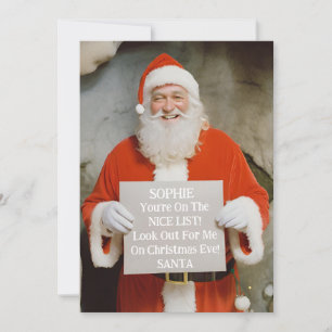 Cartes Pour Fêtes Annuelles Père Noël personnalisé Naughty ou Nice List Noël