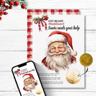 Cartes Pour Fêtes Annuelles Père Noël Personnalisée A Besoin De Votre Aide Red