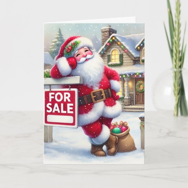 Cartes Pour Fêtes Annuelles Père Noël personnalisée en tant qu'agent immobilie (Devant)