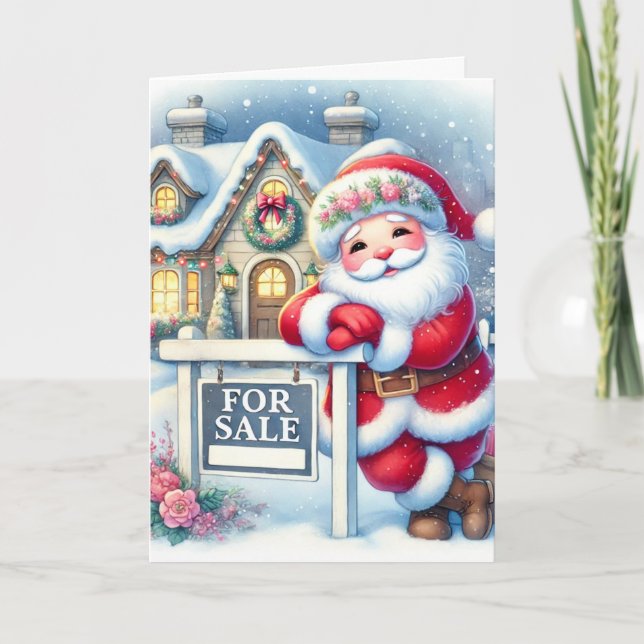 Cartes Pour Fêtes Annuelles Père Noël personnalisée en tant qu'agent immobilie (Devant)