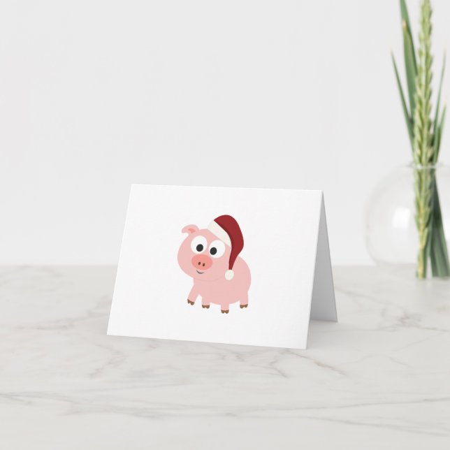 Cartes Pour Fêtes Annuelles Père Noël Pig (Devant)