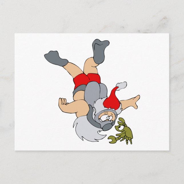 Cartes Pour Fêtes Annuelles Père Noël plongée sous-marine (Devant)