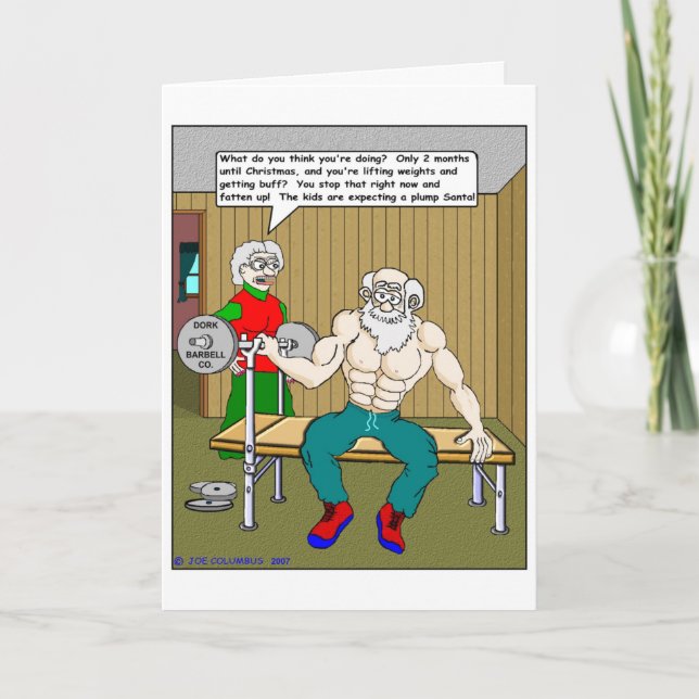 CARTES POUR FÊTES ANNUELLES PÈRE NOËL PUMPING FER (Devant)