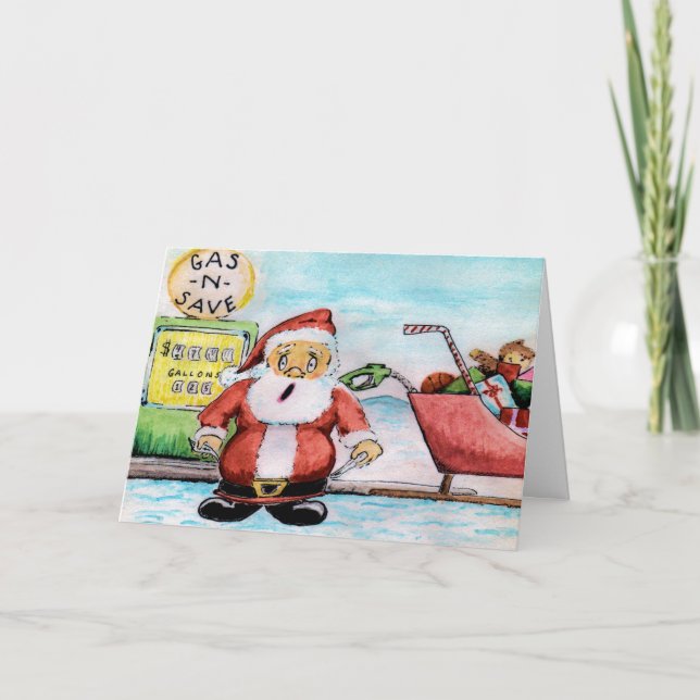 Cartes Pour Fêtes Annuelles Père Noël Ran out of Gas Christmas Card! (Devant)