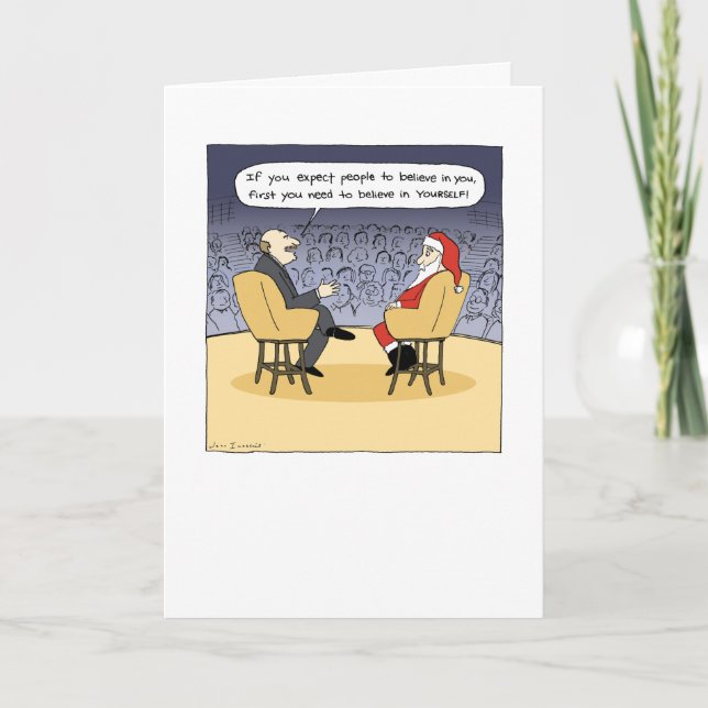Cartes Pour Fêtes Annuelles Père Noël reçoit quelques conseils Caricature humo (Devant)