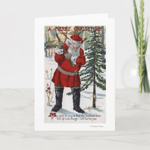 Cartes Pour Fêtes Annuelles Père Noël réduisant l'arbre de Noël