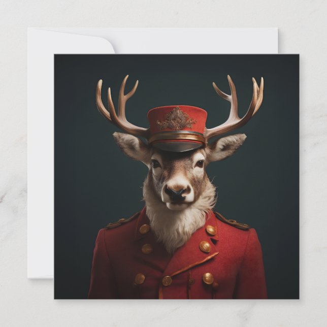 Cartes Pour Fêtes Annuelles Père Noël Reindeer (Devant)