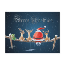 PÈRE NOËL & REINDEER & TEXT par SHARON SHARPE