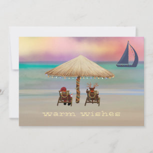 Cartes Pour Fêtes Annuelles Père Noël Reindeer Tropical Island Summer Holiday